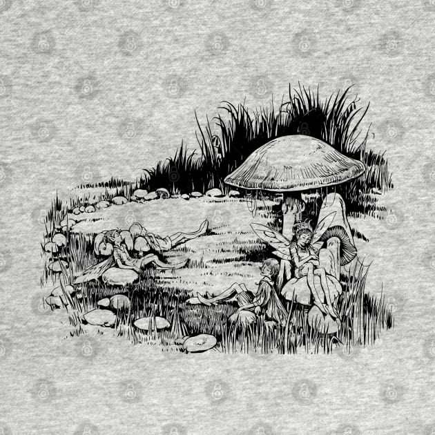 Vintage Fairy Tale Mushroom Nap Scene by AltrusianGrace